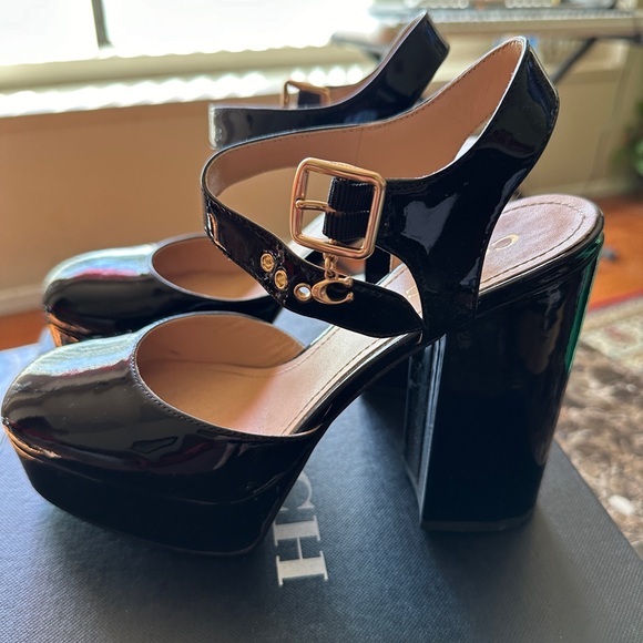 Coach Isabella Ankle-Strap Platform Block-Heel Pumps - Picture 12 of 16